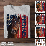 Personalized Horse US Flag Background Tshirt Printed 23MAR-DT29