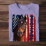 Personalized Horse US Flag Background Tshirt Printed 23MAR-DT29