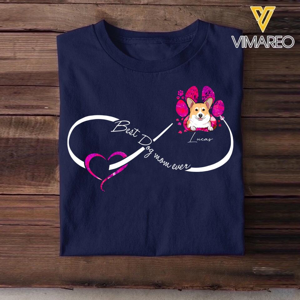 Personalized Best Dog Mom Ever Dog Lovers Fall Paw Tshirt Printed QTHQ3103