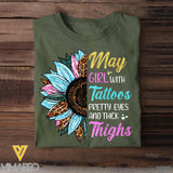 May Girl With Tattoos Pretty Eyes And Thick Things Sunflower Colorful Tshirts Printed QTHQ0404