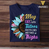 May Girl With Tattoos Pretty Eyes And Thick Things Sunflower Colorful Tshirts Printed QTHQ0404