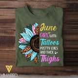 June Girl With Tattoos Pretty Eyes And Thick Things Sunflower Colorful Tshirts Printed QTHQ0404