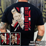 Personalized Best Uk Dad Ever Flag Hand Kid Name Tshirt Printed QTDT0604