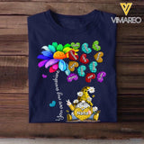 Personalized You Are My Sunshine Grandma Nana Aunt Sunflower Kid Name Heart Tshirt Printed QTPN1104