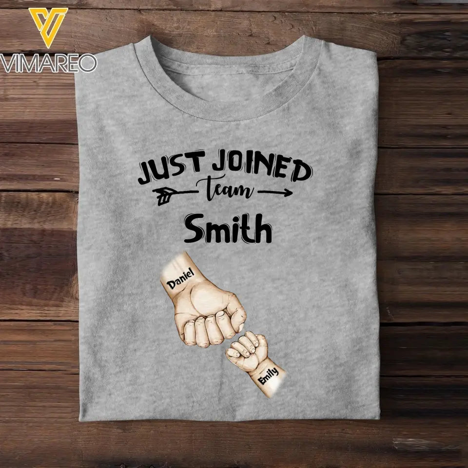 Personalized Family & Kids Name Just Joined Team TShirt Or Baby Onesize QTPN1304