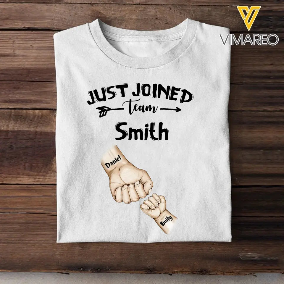 Personalized Family & Kids Name Just Joined Team TShirt Or Baby Onesize QTPN1304