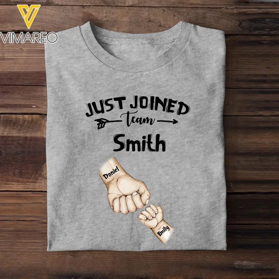 Personalized Family & Kids Name Just Joined Team TShirt Or Baby Onesize QTPN1304