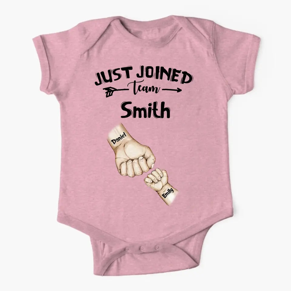 Personalized Family & Kids Name Just Joined Team TShirt Or Baby Onesize QTPN1304