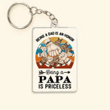 Personalized Being A Dad Is An Honor Being A Papa Is Priceless Kid Hand Acrylic Keychain Gift Printed PNPN1404