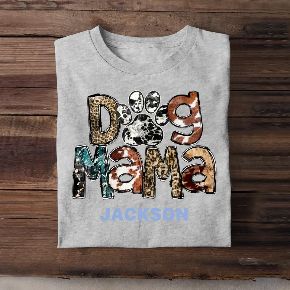 Personalized Dog Mama Western Leopard With Dog Names Tshirt