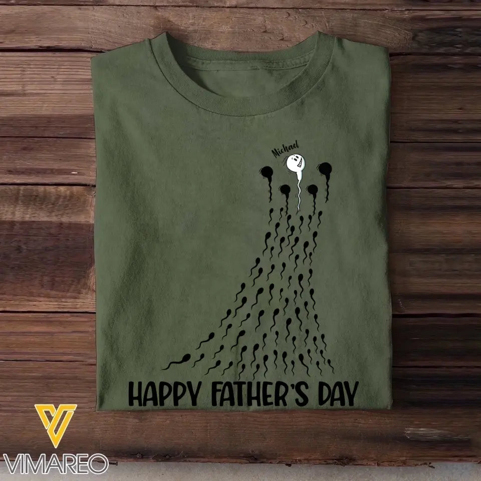 Personalized Funny Sperm Happy Father's Day Kid Name T-shirt Printed 23APR-BQT20
