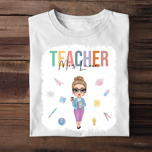 Personalized Teacher with Name Gift for Teachers T-shirt Printed PNBQT2104