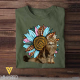 Personalized Upload Your Cat Photo Sunflower Tshirt Printed 23APR-TB28