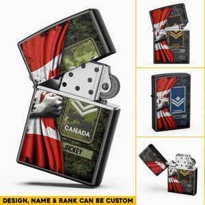 Personalized Canadian Veteran/Soldier Rank Flag with Name Lighter Case Printed 23MAY-HQ06