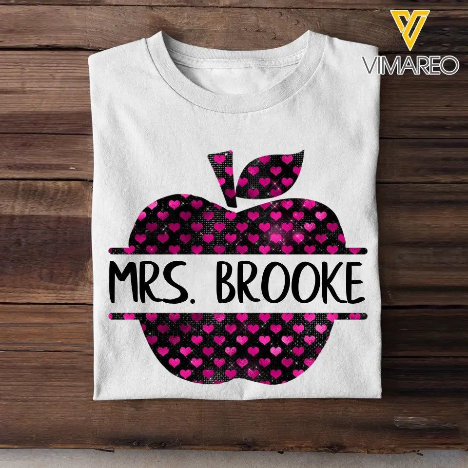 Personalized Teacher Apple Custom Name Tshirt Printed 23MAY-PTN08