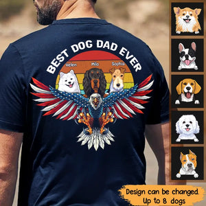 Personalized Best Dog Dad Ever Eagle Flag Father's Day Tshirt
