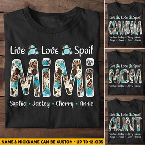 Personalized Live Love Spoil Mimi Grandma with Kid Name Tshirt Printed QTHQ0805