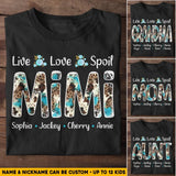 Personalized Live Love Spoil Mimi Grandma with Kid Name Tshirt Printed QTHQ0805