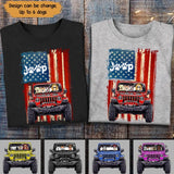 Personalized Jeep US Flag & Dog Mom Dog Lovers Gift Tshirt Printed QTPN0905