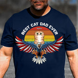 Personalized Best Cat Dad Ever Eagle Flag Father's Day Tshirt