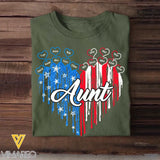 Personalized Auntie Heart Flag Kid Name Tshirt Printed 23MAY-PN10