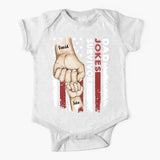 Personalized Dad Jokes Champion Couple Dad And Son Hand With Name TShirt Or Baby Onesie QTPN1205