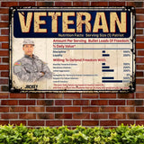 Personalized Upload Your US Veteran/Soldier Photo with Name Nutrition Facts Serving Size Patriot Metal Sign Printed 23APR-HQ11