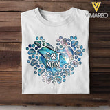Personalized Cat Mom Heart with Paw Cat Name Cat Lovers Gift Tshirt Printed PNTB0905
