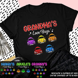 Personalized Granny's Love Bugs Car with Kid Name T-shirt Printed QTDT1505