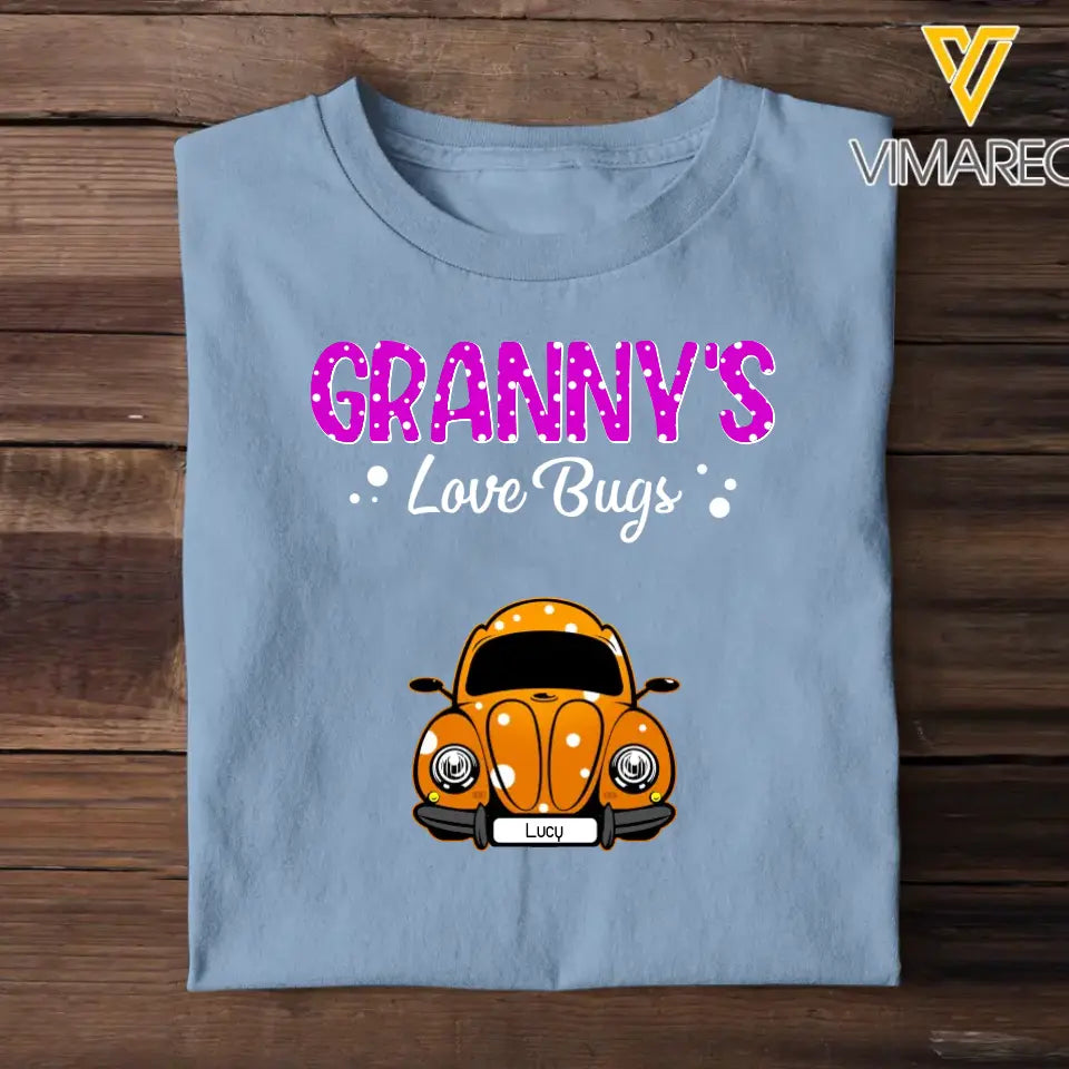Personalized Granny's Love Bugs Car with Kid Name T-shirt Printed QTDT1505