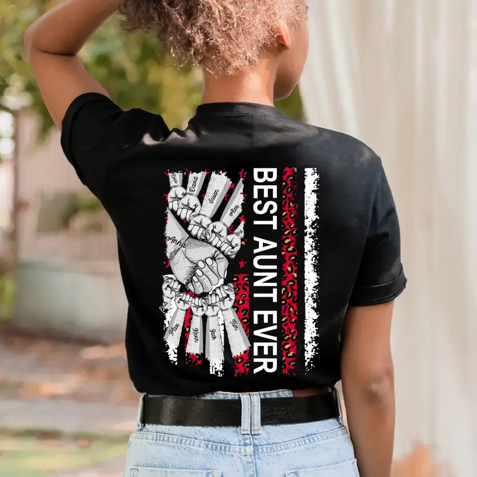 Personalized Best Aunt Ever Hand Kid Name T-shirt Printed 23MAY-BQT15