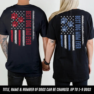 Personalized Best Dog Dad Ever US Flag Paws with Name Dog Couple T-shirt Printed 23MAY-DT15