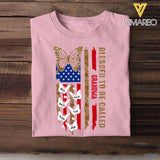 Personalized Blessed To Be Called Grandma Butterflies with Kid Name US Flag T-shirt Printed PNHQ1505