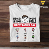 Personalized We Used To Live In Your Balls Happy Father Day Sperm Donor Apparel & Kid Name T-shirt Printed MTPN1705