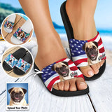 Personalized Upload Your Dog Photo US Flag Slide Sandal Printed PNPN1805