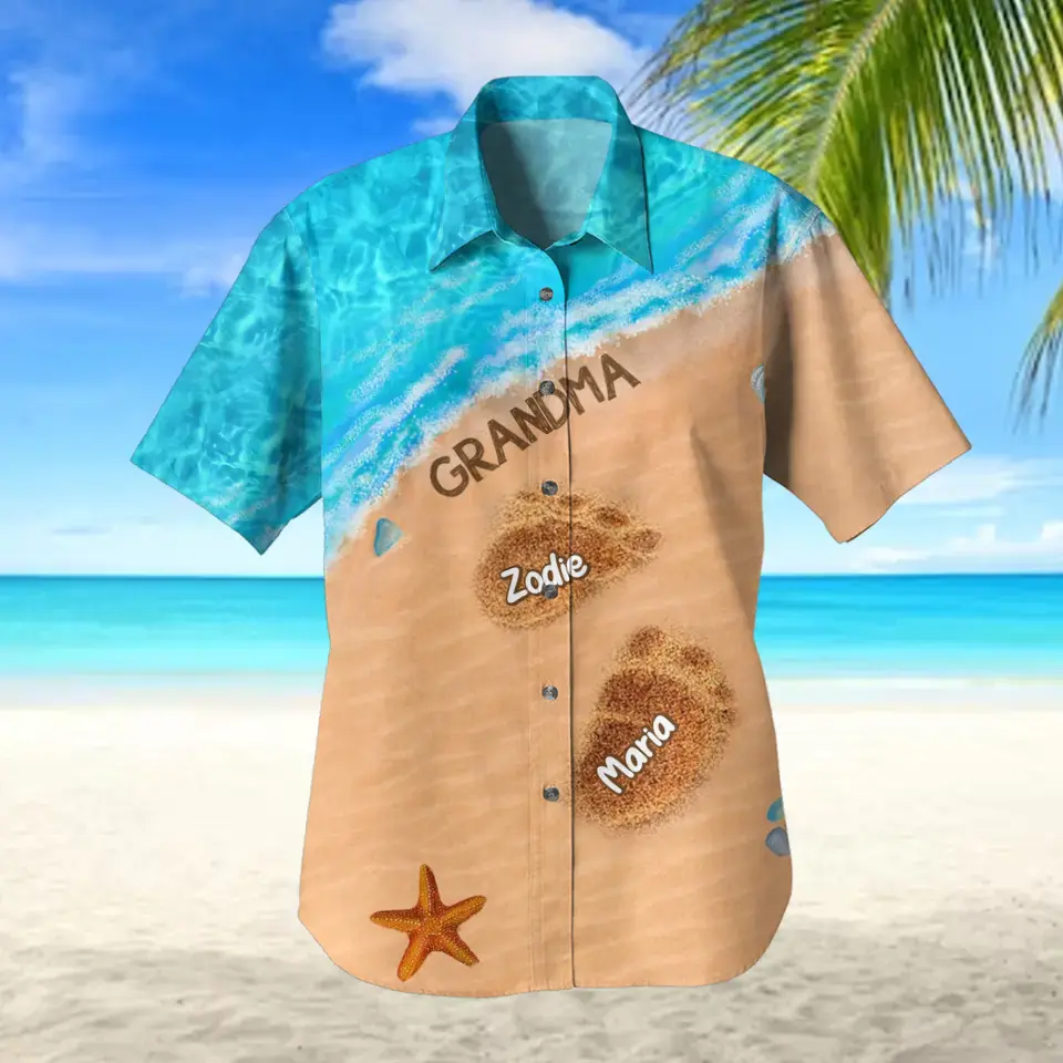 Personalized Beach Summer Vibe Grandma & Kid Name Hawaii Shirt Printed PNDT2205