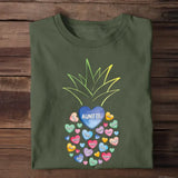 Personalized Pineapple Auntie Hearts with Kids Names T-shirt Printed 23MAY-BQT24