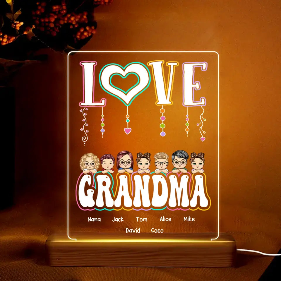 Personalized Love Grandma with Kids Names Led Lamp Printed PNHQ2605