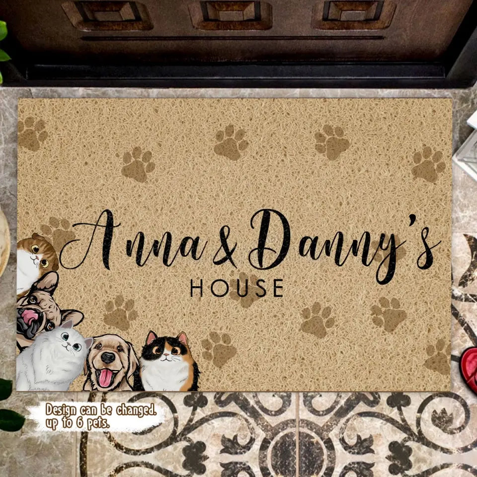 Personalized Family Pet Dog Lovers Cat Lovers Gift Doormat TBMH2705