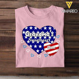 Personalized Happy 4th Of July Grandmas Sweetheart With Kids Names T-shirt Printed QTTB0206
