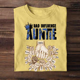 Personalized Auntie Bad Influence Hands with Kid Names T-shirt Printed 23JUN-BQT05