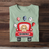 Personalized Red Car Grandma Balloons with Kid Names T-shirt Printed PNHQ0606