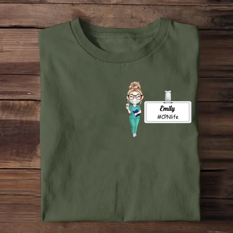 Personalized Nurse Chibi Works Badge With Name And Dept Tshirt