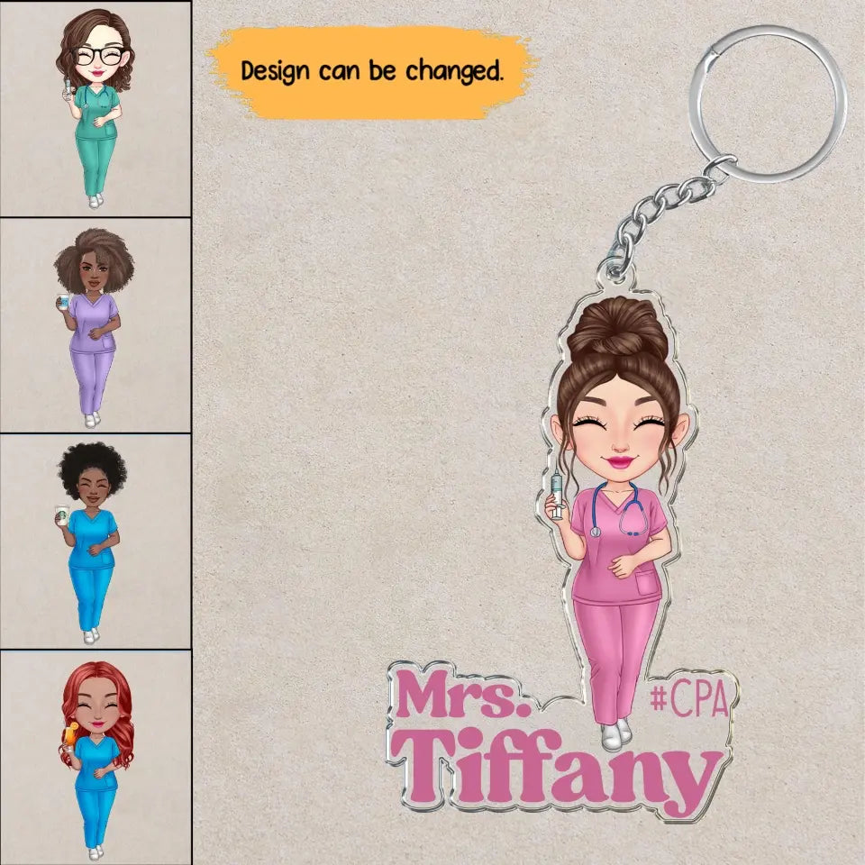 Personalized Custom Shape Nurse Chibi Acrylic Keychain Gifts For Awesone Nurses