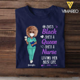 Personalized She's Black She's A Queen She's A Nurse Living Her Best Life Nurse Lovers Gift T-shirt Printed HTHDT0906