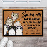 Personalized Spoiled Cats Live Here With Their Household Staff Welcome Doormat Printed QTHQ1503