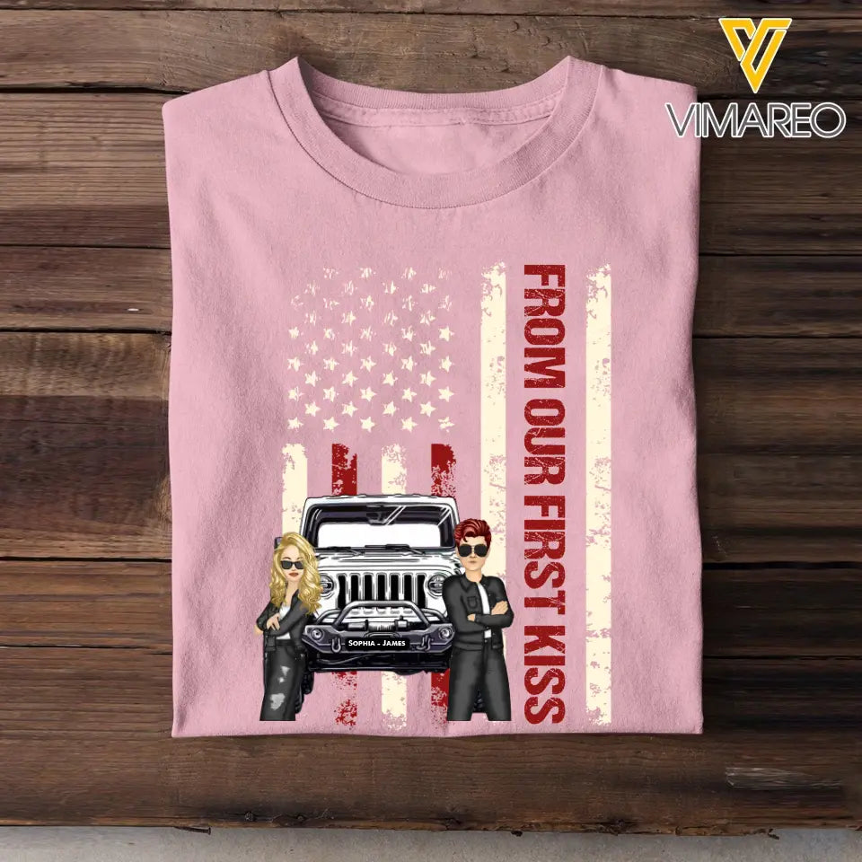 Personalized From Our First Kiss Couple Jeep T-shirt Printed QTBQT1306