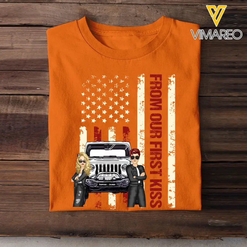 Personalized From Our First Kiss Couple Jeep T-shirt Printed QTBQT1306