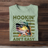 Personalized Hookin Aint Easy Fishing Lover T-shirt Printed QTHQ1406