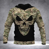 Personalized British Veteran Solder With Name And Rank Skull Camo Hoodie 3D Printed QTDT1506